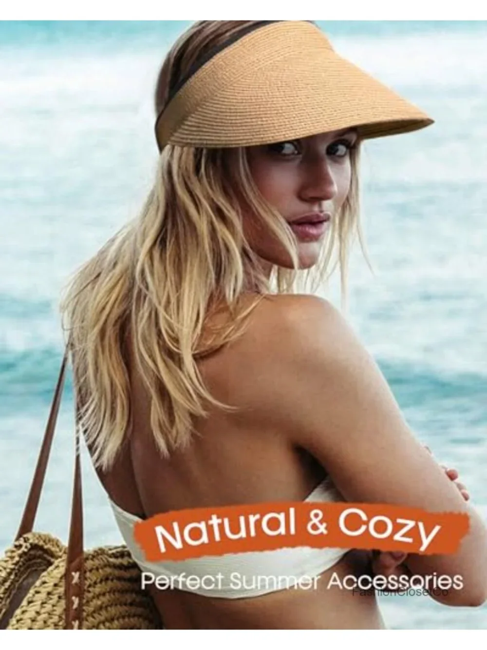 Straw Sun Visor Hat UPF 80+ Adjustable Packable Wide Brim Beach Hat